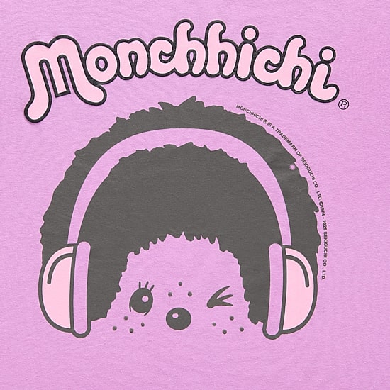 Monchichi Boyfriend Tee Womens Juniors Crew Neck Short Sleeve Loose Fit Graphic T-Shirt