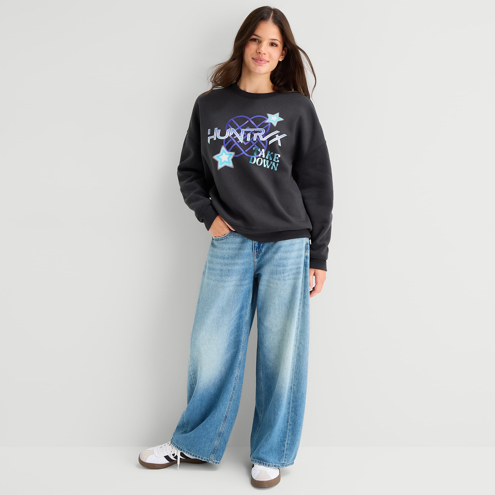 KPOP Demon Hunters Crew Fleece Womens Juniors Neck Long Sleeve Sweatshirt