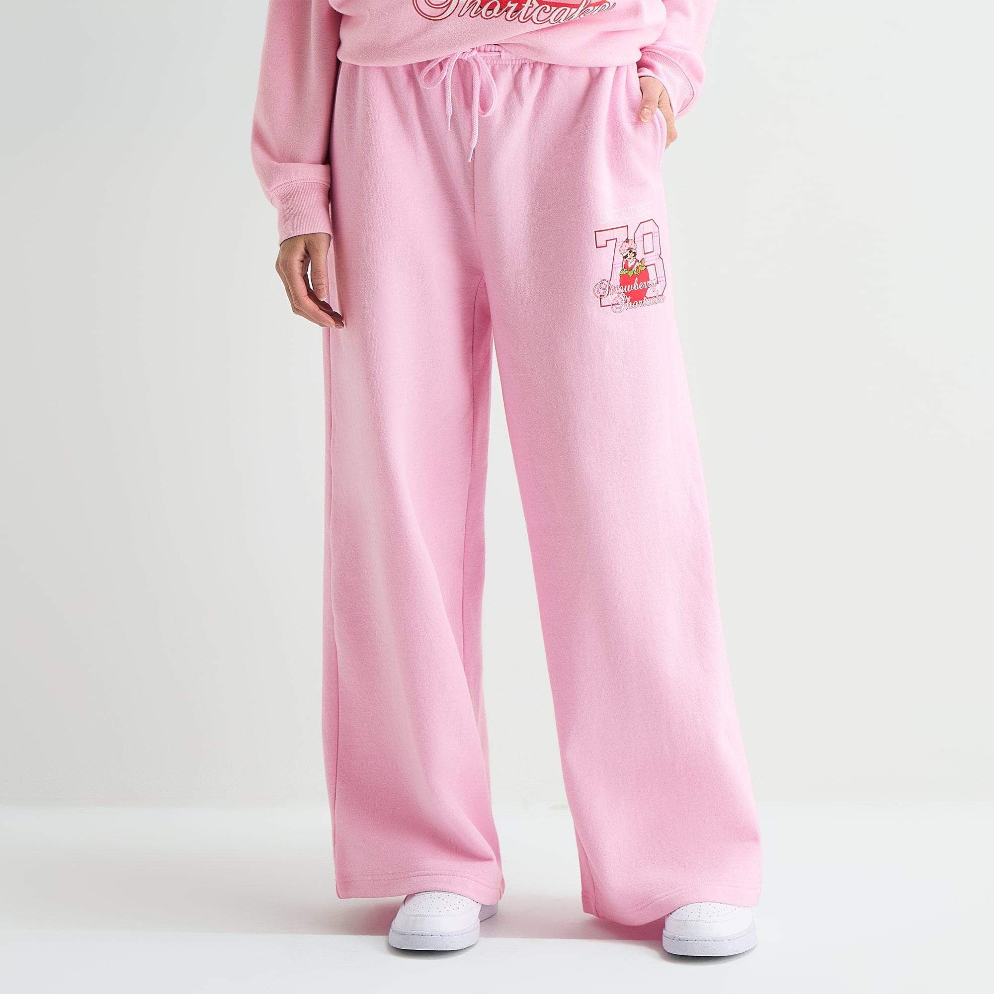 Strawberry Shortcake Sweatpant Womens Juniors Wide Leg Mid Rise Fleece