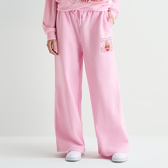 Womens Juniors Wide Leg Mid Rise Strawberry Shortcake Sweatpant