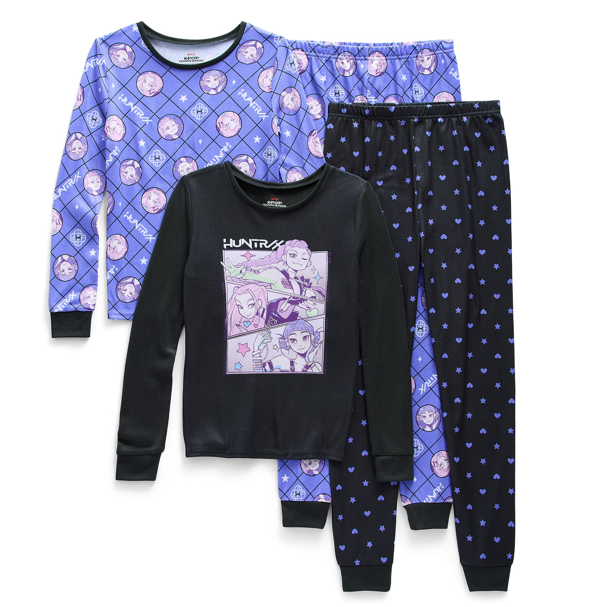 Little & Big Kid Girls KPOP Demon Hunters Crew Neck Long Sleeve 4-pc. Pajama Set