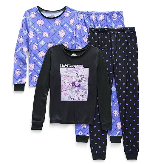 Little & Big Kid Girls KPOP Demon Hunters Crew Neck Long Sleeve 4-pc. Pajama Set