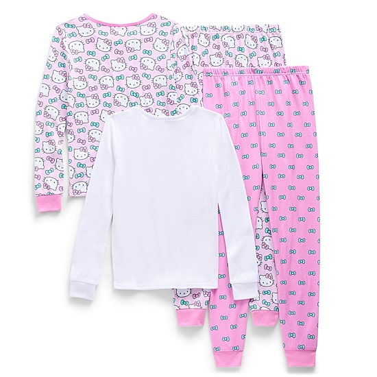 Little & Big Kid Girls Hello Kitty Crew Neck Long Sleeve 4-pc. Pajama Set