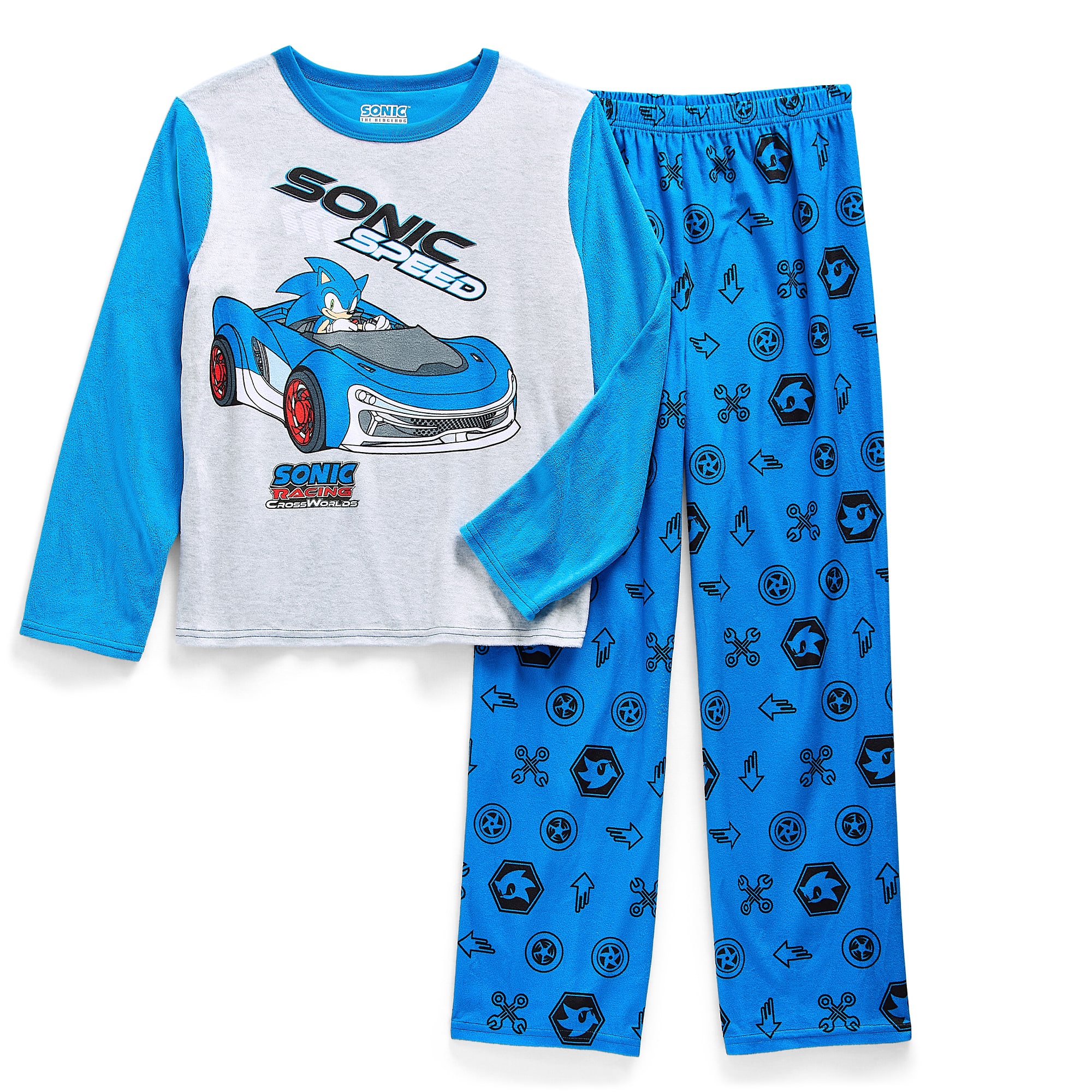 Little & Big Kid Boys Sonic the Hedgehog Crew Neck Long Sleeve 2-pc. Pajama Set