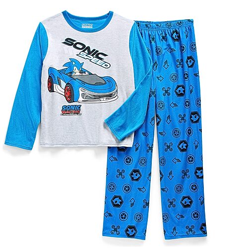 Licensed Properties Little & Big Kid Boys Sonic The Hedgehog Crew Neck Long Sleeve 2-pc. Pajama Set In Blue