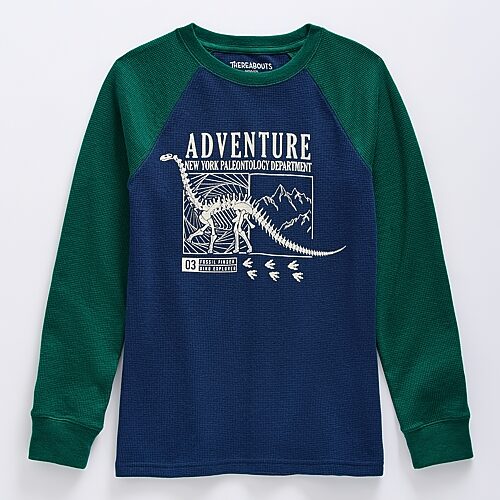 Thereabouts Little & Big Kid Boys Crew Neck Long Sleeve Athletic Fit Thermal Top In Green