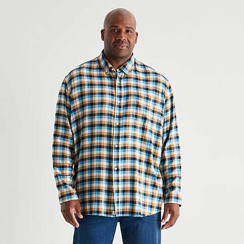 Mutual Weave Mens Long Sleeve Regular Fit Big And Tall Button-down Shirt In Blue