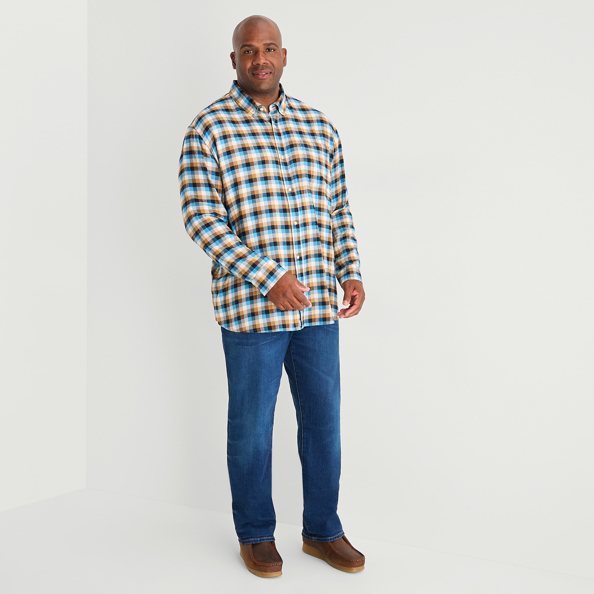 mutual weave Mens Long Sleeve Regular Fit Big and Tall Button-Down Shirt