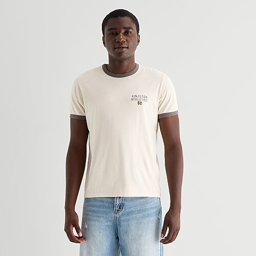 Arizona Mens Crew Neck Short Sleeve Slim Fit Graphic T-shirt In White