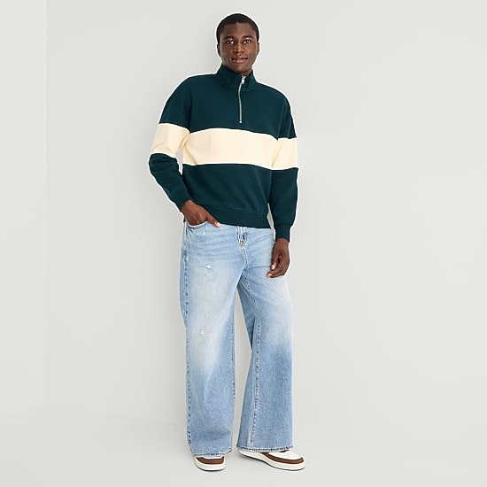 Arizona Mens Mock Neck Long Sleeve Quarter-Zip Pullover