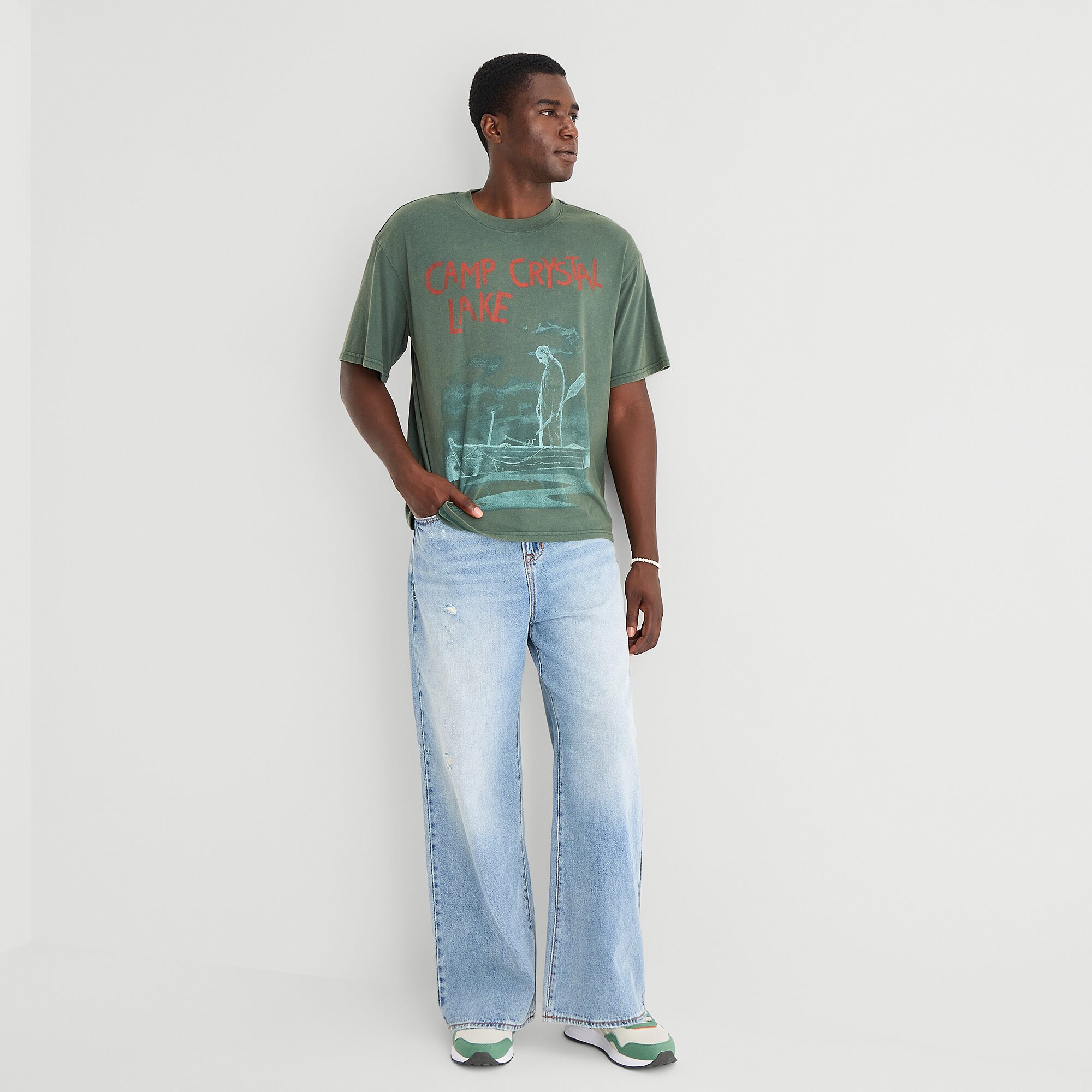 Camp Crystal Mens Crew Neck Short Sleeve Boxy Fit Graphic T-Shirt