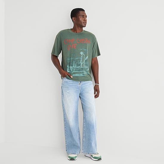 Camp Crystal Mens Crew Neck Short Sleeve Boxy Fit Graphic T-Shirt