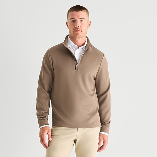 Stylus Mens Mock Neck Long Sleeve Quarter-zip Pullover In Brown