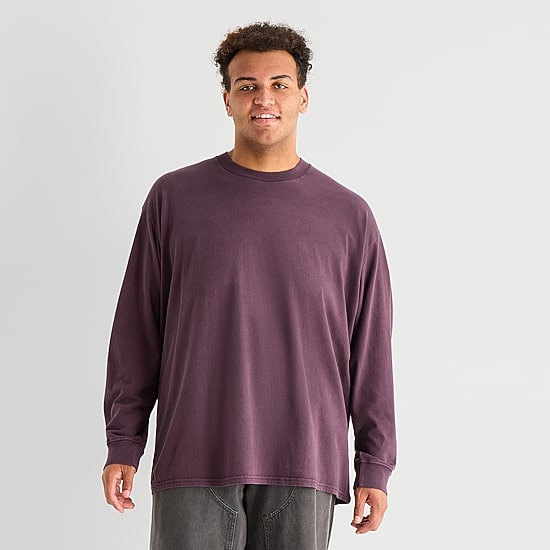 Arizona Mens Crew Neck Long Sleeve Big and Tall T-Shirt