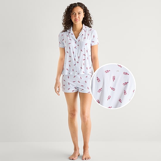 Jaclyn Womens Short Sleeve 2-pc. Pajama Set
