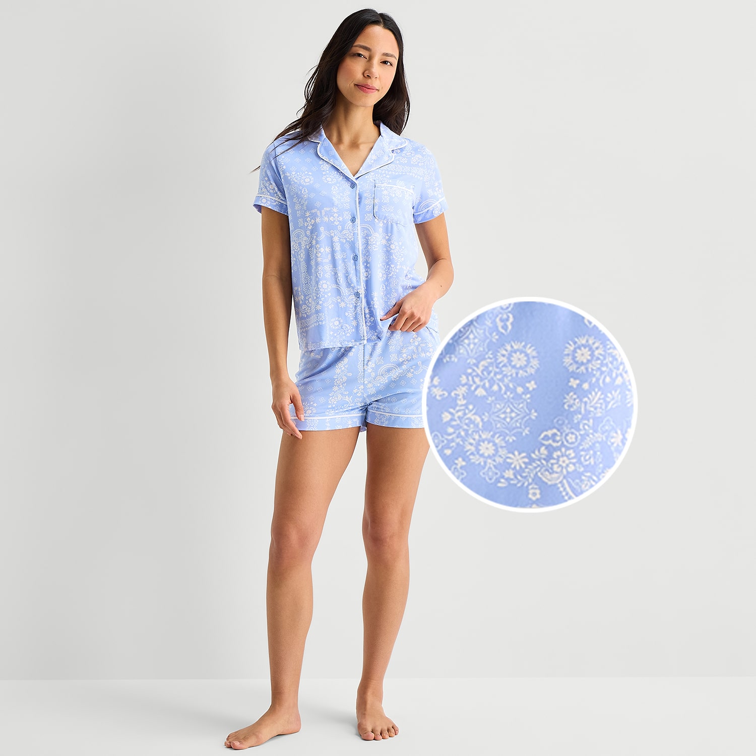 Jaclyn Womens Short Sleeve 2-pc. Pajama Set