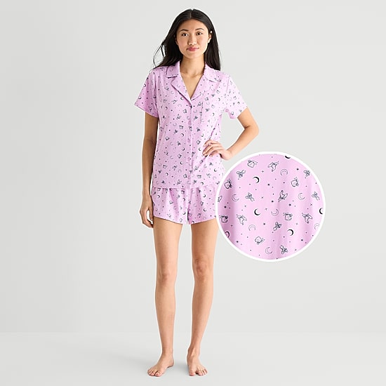 Arizona Body Womens Short Sleeve 2-pc. Juniors Pajama Set