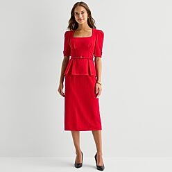 Red Solid Dresses - Women