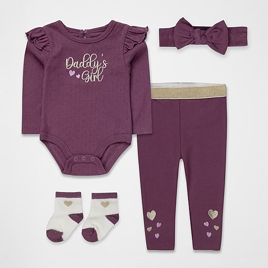 Baby Essentials Baby Girls 4-pc. Baby Clothing Set