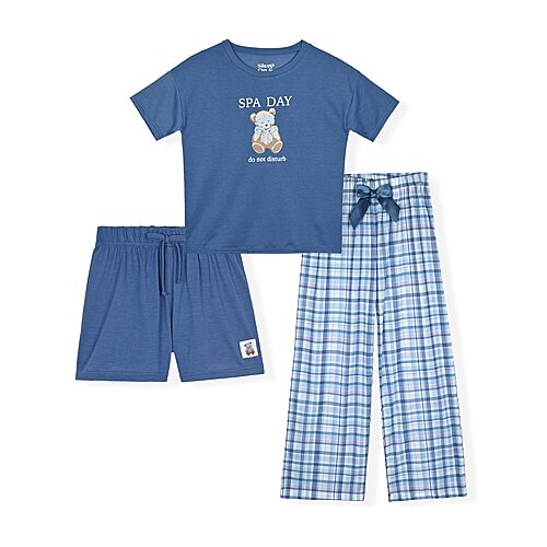 Sleep On It Little & Big Kid Girls Crew Neck Short Sleeve 3-pc. Pajama Set In Pink