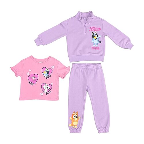 Happy Threads Babies' Toddler Girls Bluey 3-pc. Pant Set In Purple