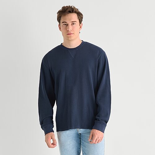 Arizona Mens Crew Neck Long Sleeve Regular Fit Thermal Top In Blue