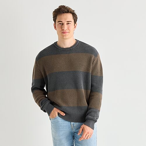 Arizona Mens Crew Neck Long Sleeve Pullover Sweater In Gray