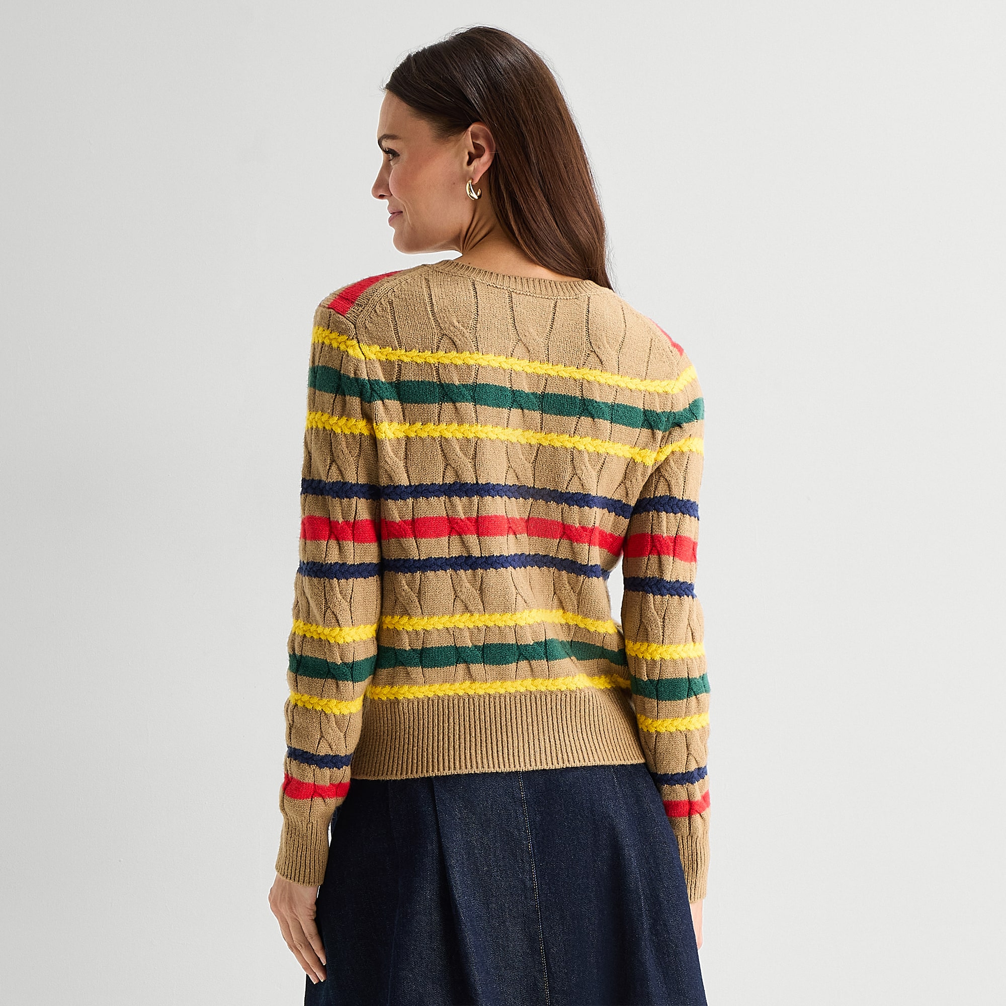 St. John's Bay Womens Long Sleeve Button Striped Cardigan
