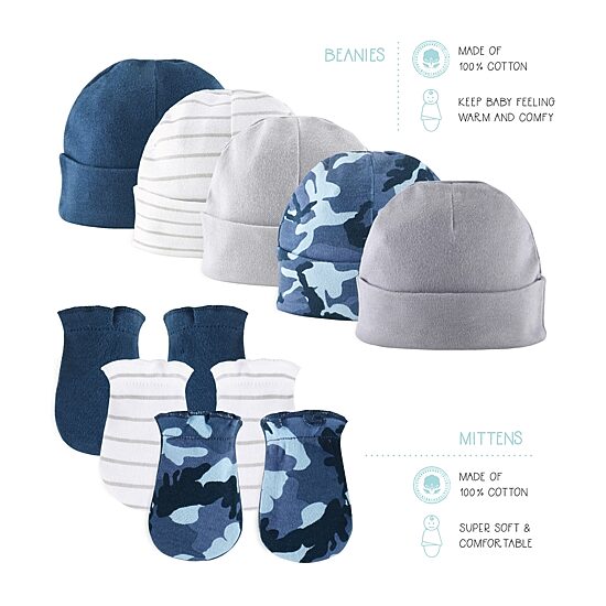 The Peanutshell 0-3m Blue Camo Baby Boys Woven 23-pc. Baby Clothing Set
