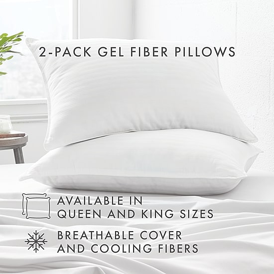 Casual Comfort 2-Pack Plush Down-Alternative Cooling Gel Fiber Bed Pillow Set