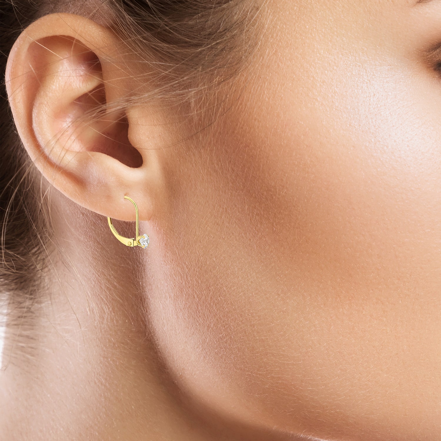 Womens Cubic Zirconia 14K Gold Drop Earrings