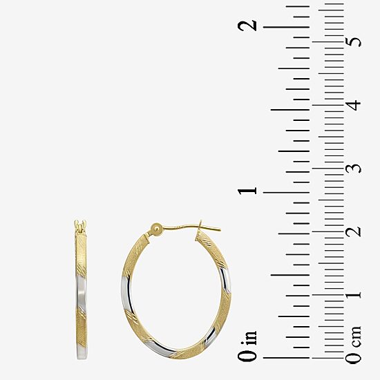 Two-Tone 14K Gold Oval Hoop Earrings