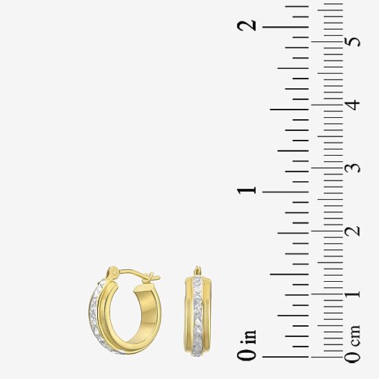 Womens 14K Two Tone Gold 12.5mm Hoop Earrings