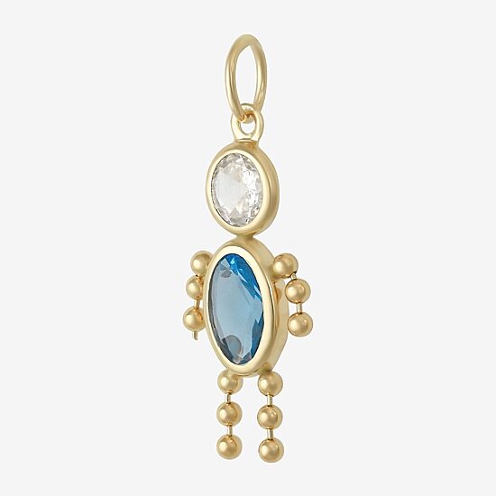 10K Gold March Birthstone Babies Boy Charm