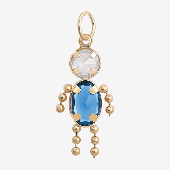 10K Gold March Birthstone Babies Boy Charm