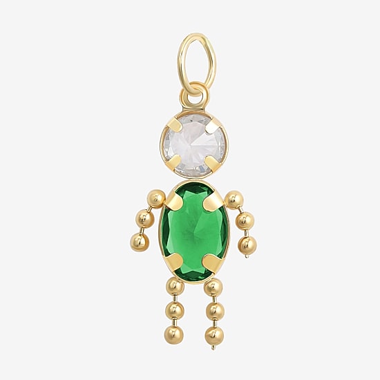 10K Gold May Birthstone Babies Boy Charm