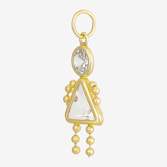 10K Gold April Birthstone Babies Girl Charm