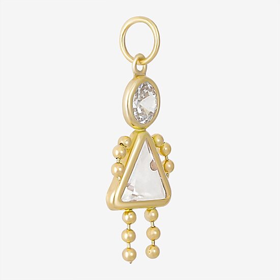 10K Gold April Birthstone Babies Girl Charm