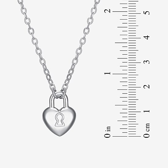 Womens Sterling Silver Heart 18 Inch Pendant Necklace