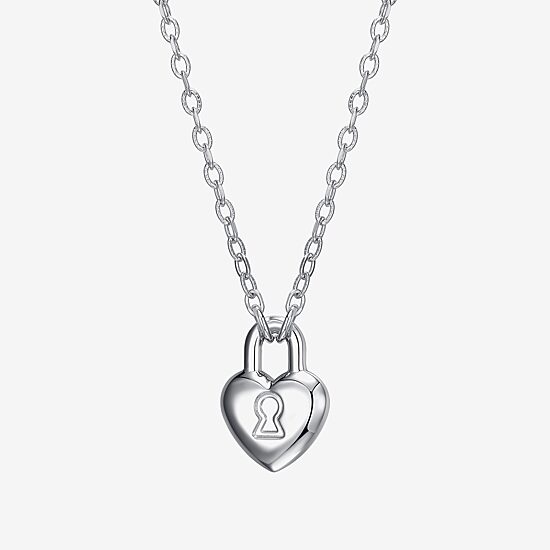 Womens Sterling Silver Heart 18 Inch Pendant Necklace