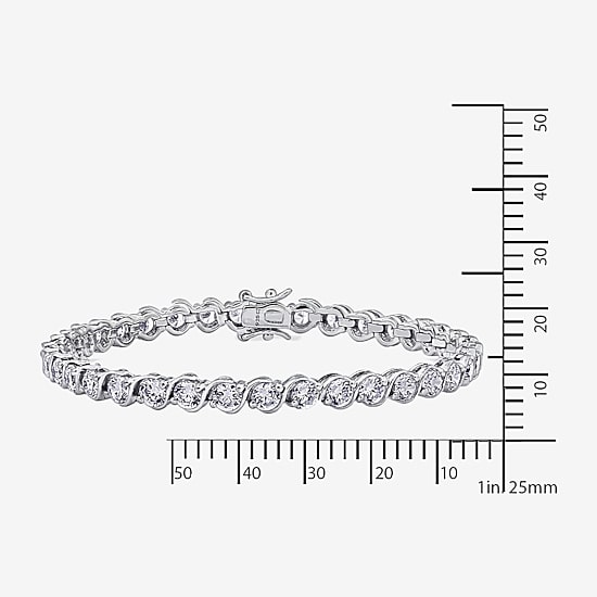 DiamonArt® White Cubic Zirconia Sterling Silver 8 Inch Tennis Bracelet