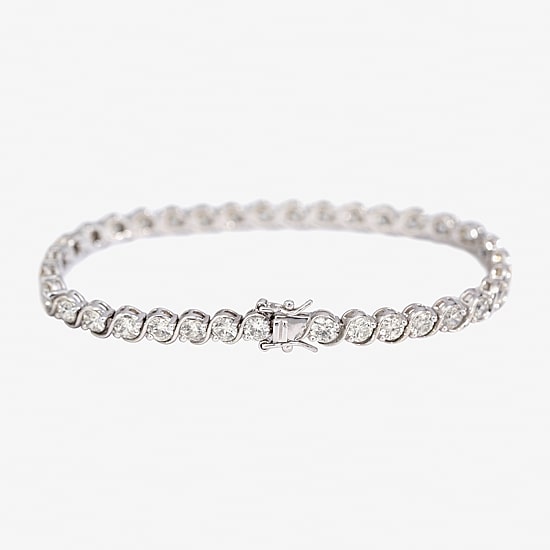 DiamonArt® White Cubic Zirconia Sterling Silver 8 Inch Tennis Bracelet