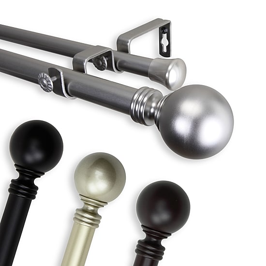 Rod Desyne Globe 1" Adjustable Double Curtain Rod