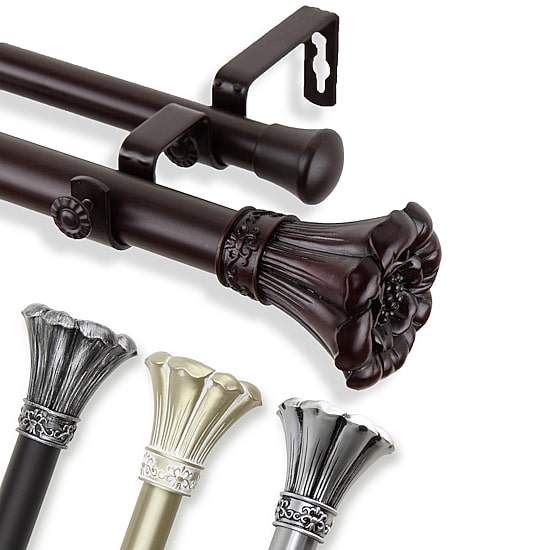 Rod Desyne Blossom 1" Adjustable Double Curtain Rod