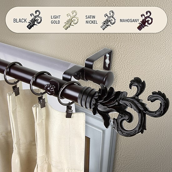 Rod Desyne Plume 1" Adjustable Double Curtain Rod