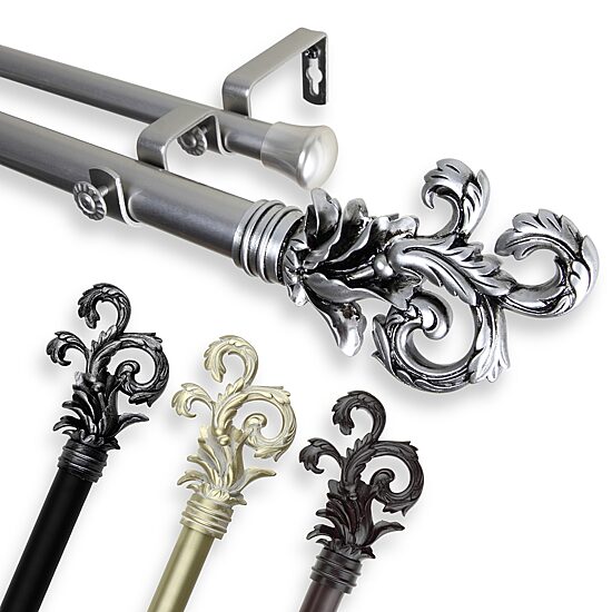 Rod Desyne Plume 1" Adjustable Double Curtain Rod