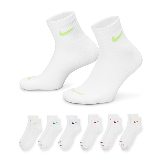 Nike Everyday Plus Cushioned Unisex Adult Breathable Multi-Pack 6 Pair Quarter Ankle Socks