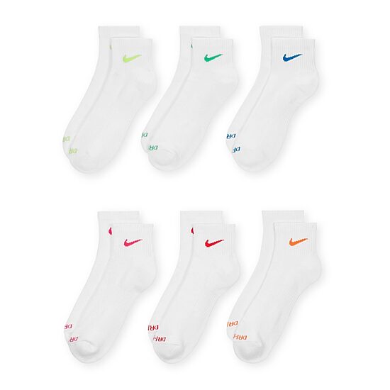 Nike Everyday Plus Cushioned Unisex Adult Breathable Multi-Pack 6 Pair Quarter Ankle Socks