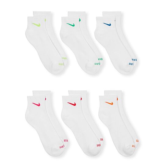 Nike Everyday Plus Cushioned Unisex Adult Breathable Multi-Pack 6 Pair Quarter Ankle Socks