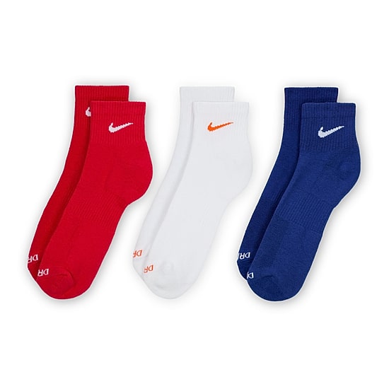 Nike Everyday Plus Cushioned Unisex Adult Breathable Multi-Pack 3 Pair Quarter Ankle Socks